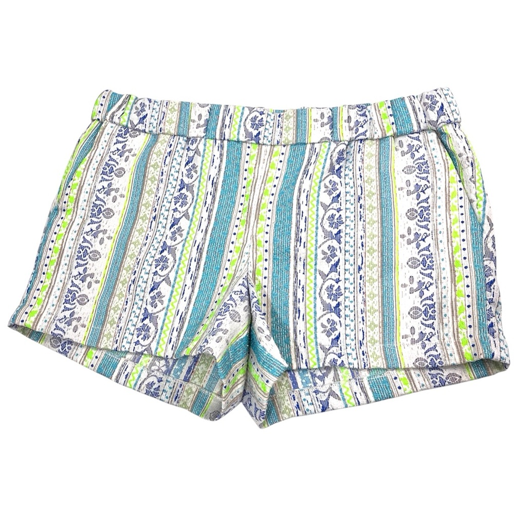 Kut From the Kloth Women’s Size 14 Blue Green Striped Boho Shorts Mid Rise